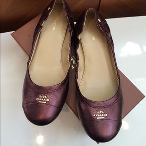 COACH Metallic Cherry Camilla Pebbled Ballet Flats